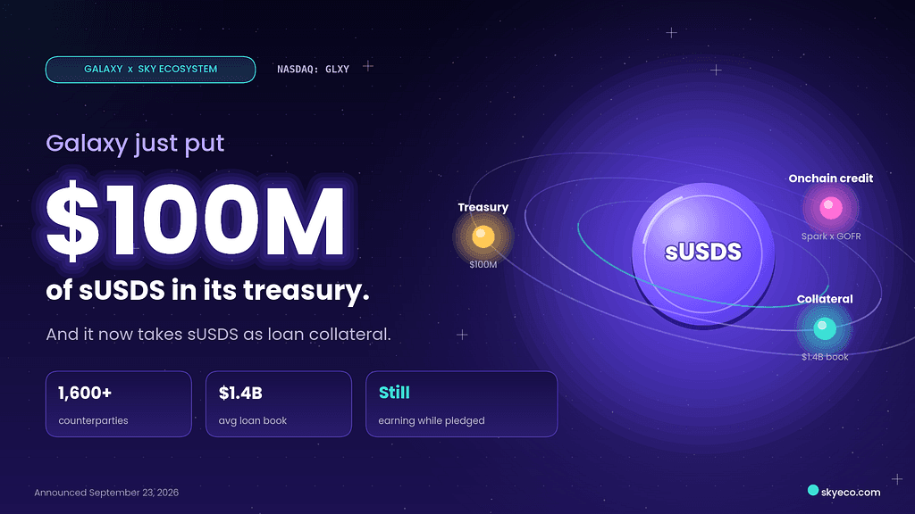 Galaxy Just Put $100M of sUSDS in Its Treasury. Here’s Why